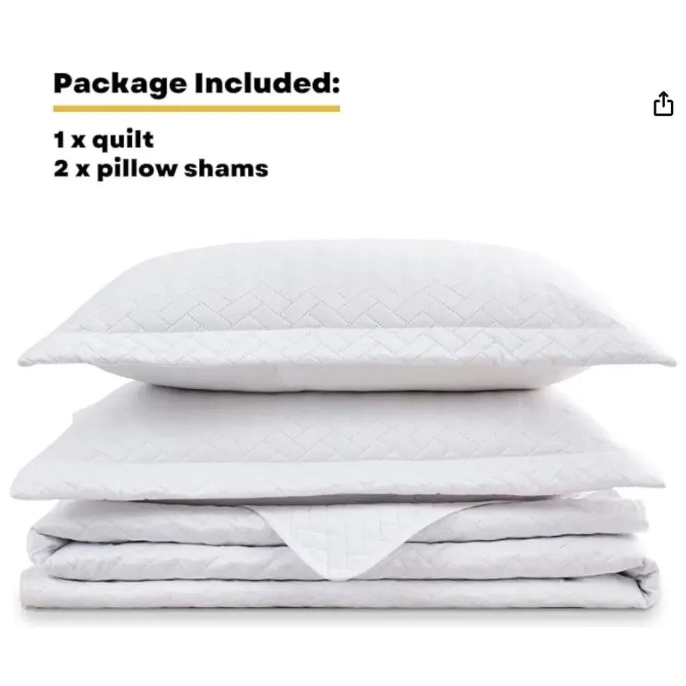 Lightweight White Bedspread, White Chevron Pattern Bedspread Coverlet- Cali King